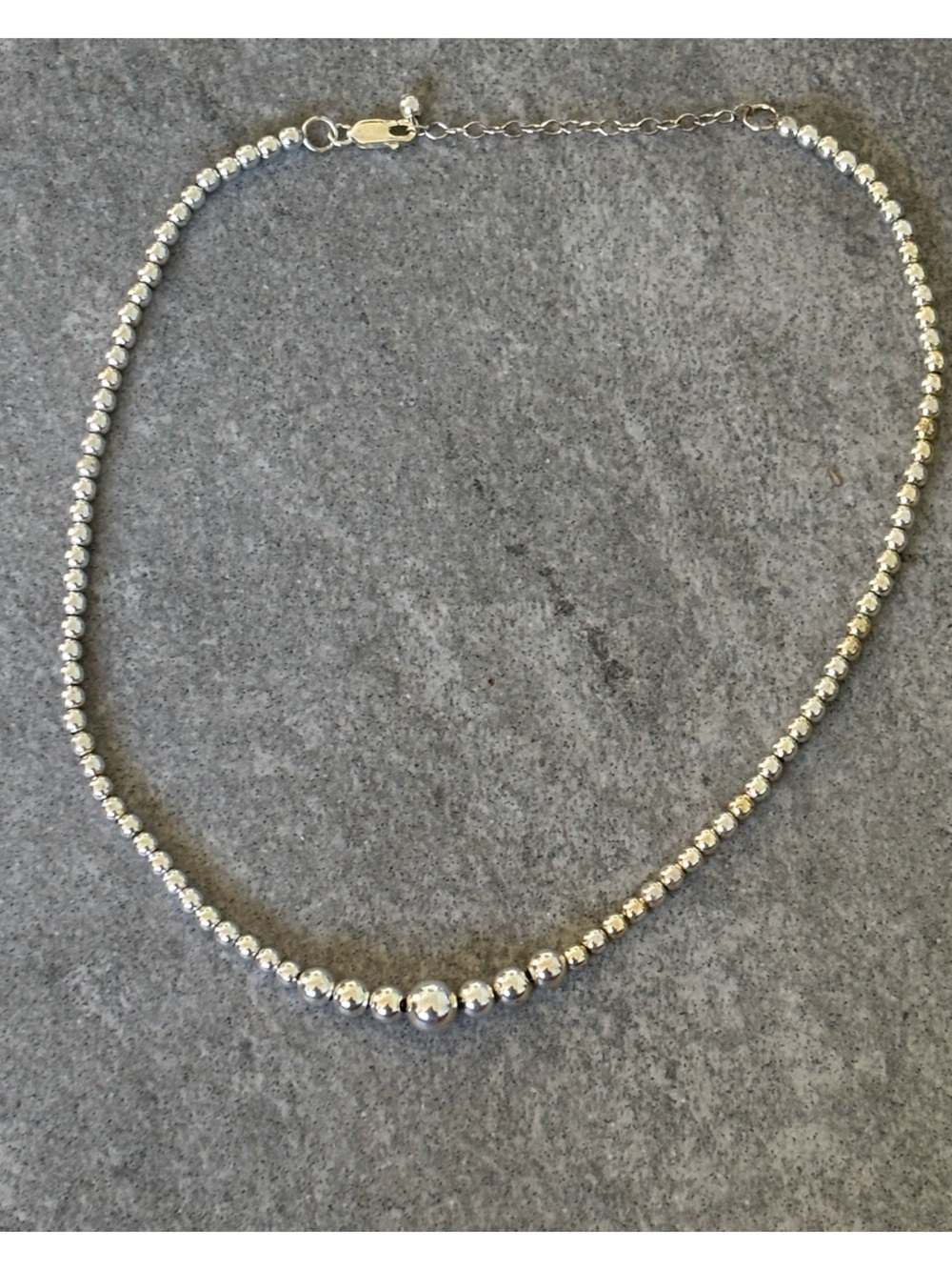 .925 Sterling Silver BALL BEAD NECKLACE Fine Jewelry Adjusts Adjustable 16”-18”